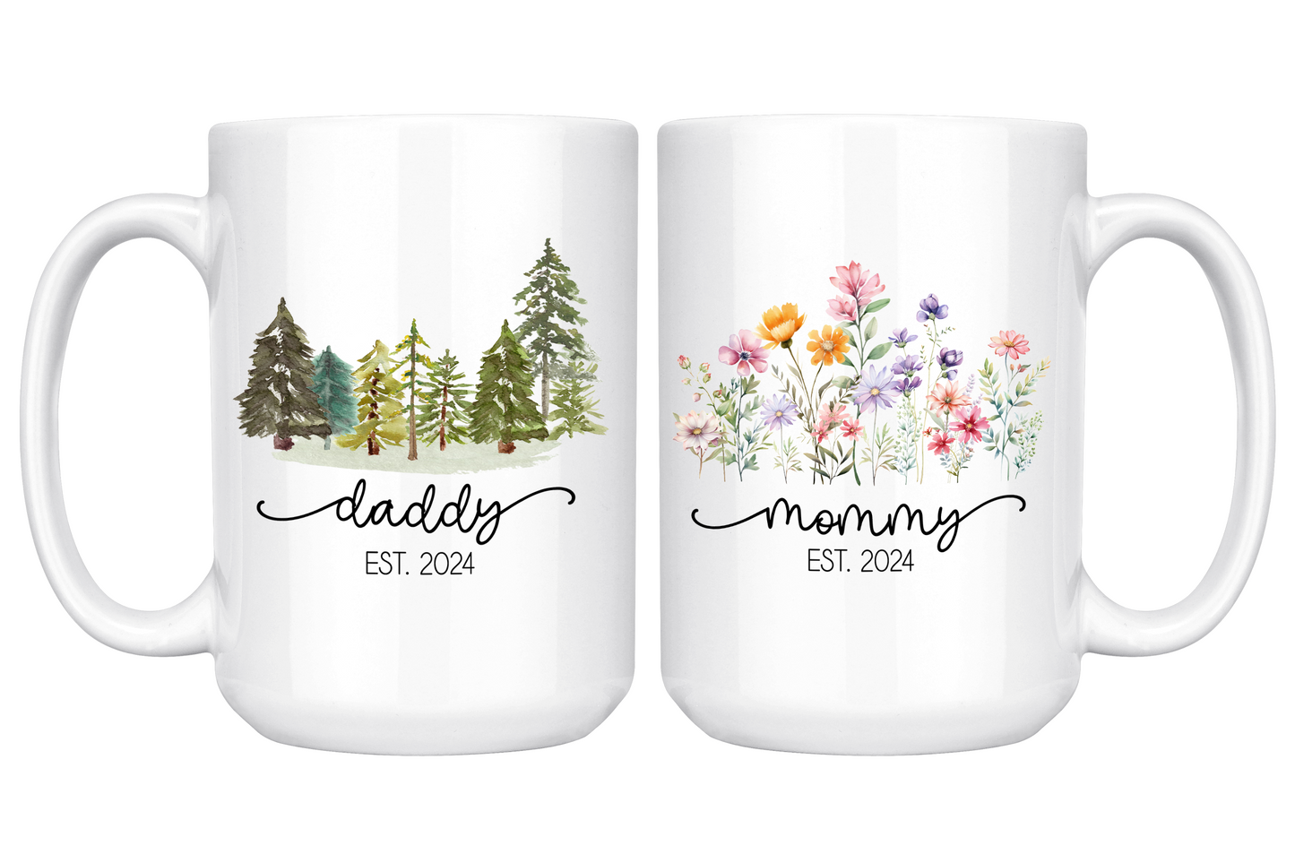 First Time Mom and Dad Coffee Mug Set Est 2024