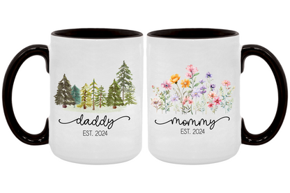 First Time Mom and Dad Coffee Mug Set Est 2024
