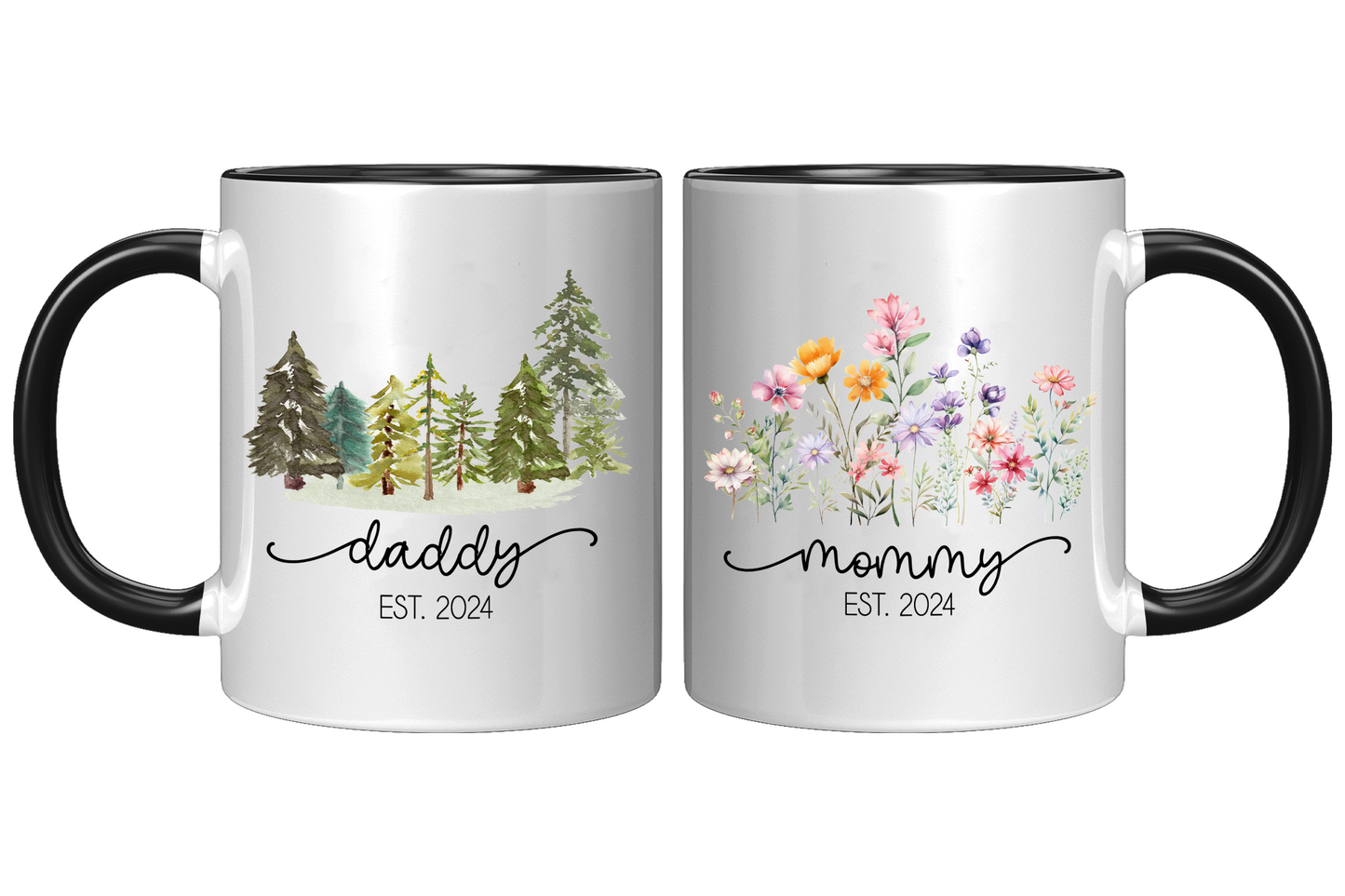 First Time Mom and Dad Coffee Mug Set Est 2024