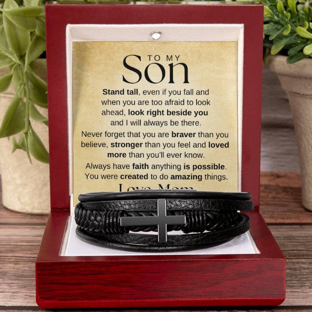 To My Son -Always Have Faith- Cross Men's Bracelet