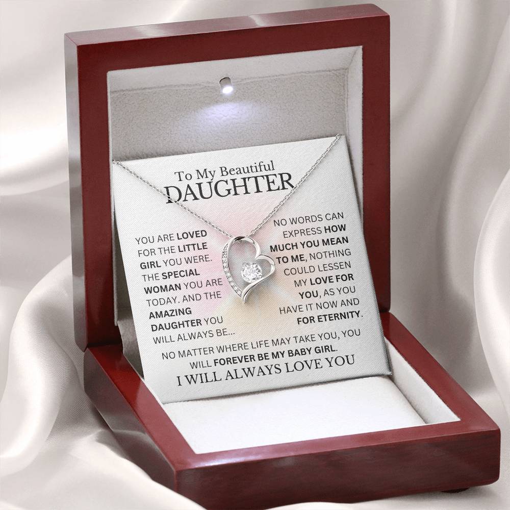 To My Daughter - Loved for Eternity - Heart Necklace