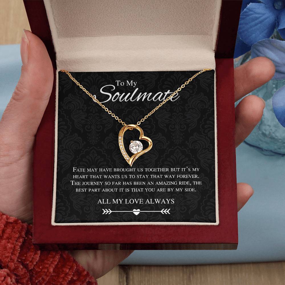 To My Soulmate Forever and Always Love Heart Necklace