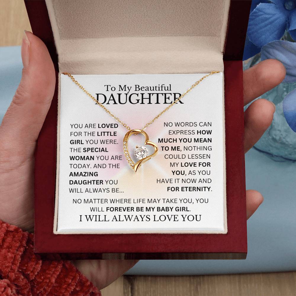 To My Daughter - Loved for Eternity - Heart Necklace