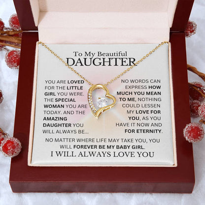 To My Daughter - Loved for Eternity - Heart Necklace