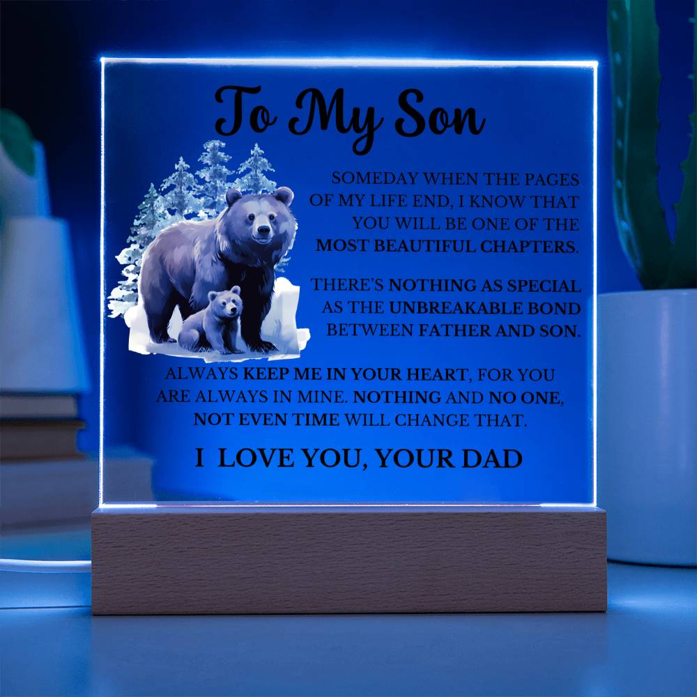 To My Son - Dad Son Bond - Square Acrylic Plaque