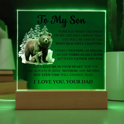 To My Son - Dad Son Bond - Square Acrylic Plaque