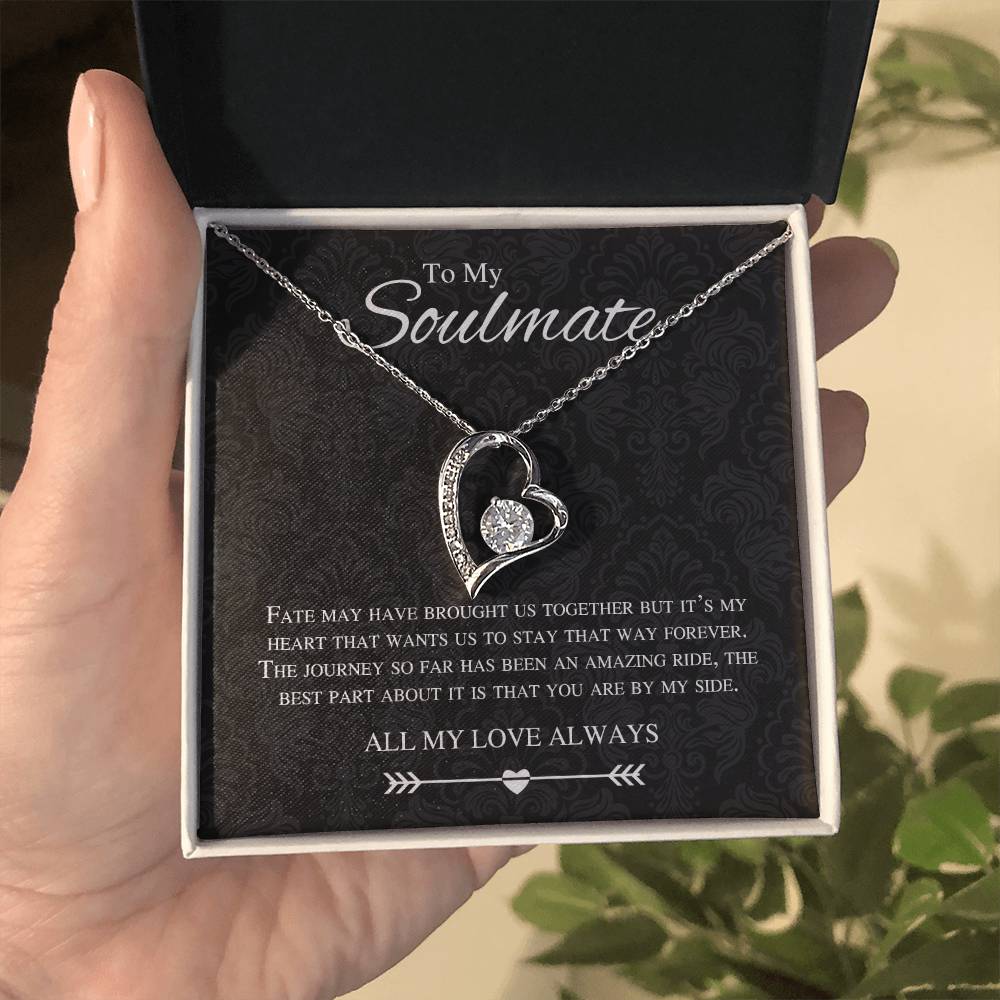 To My Soulmate Forever and Always Love Heart Necklace