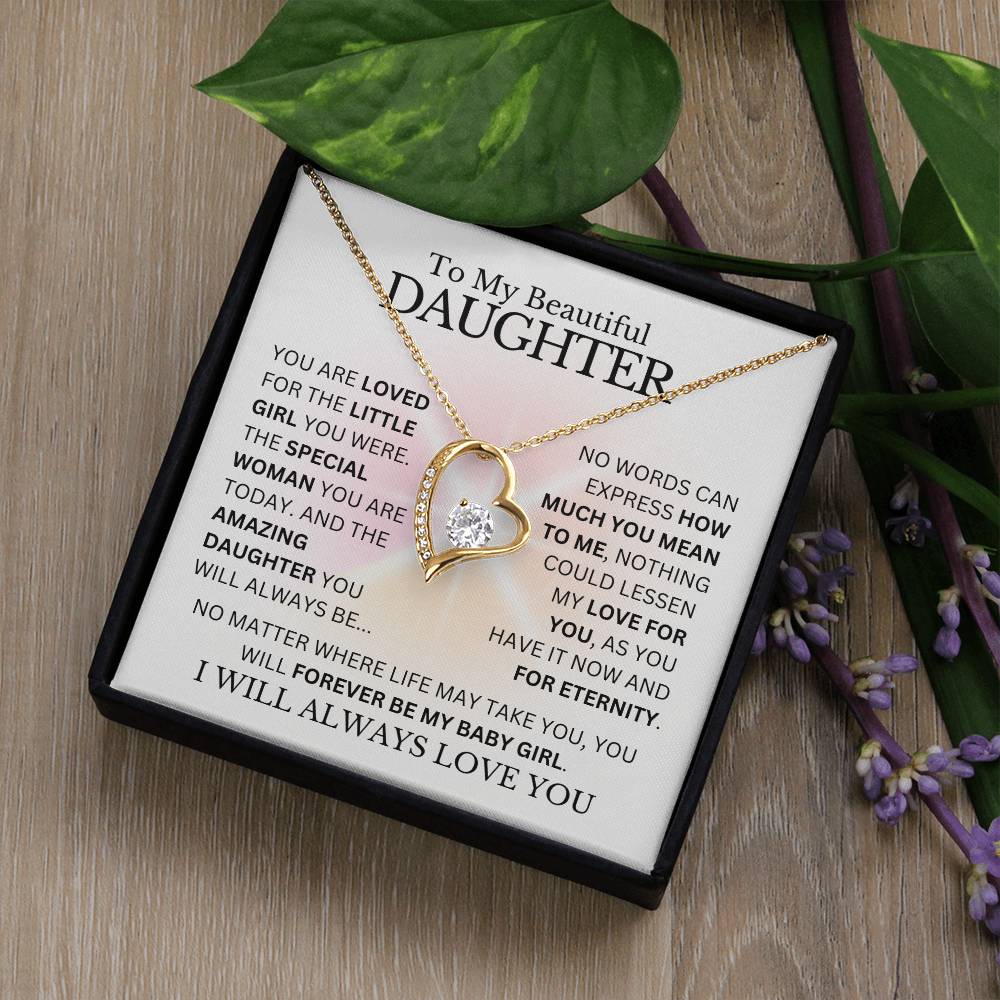 To My Daughter - Loved for Eternity - Heart Necklace