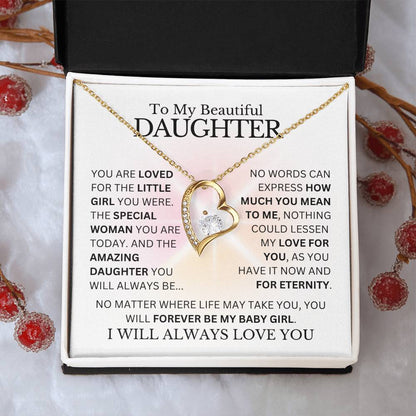 To My Daughter - Loved for Eternity - Heart Necklace