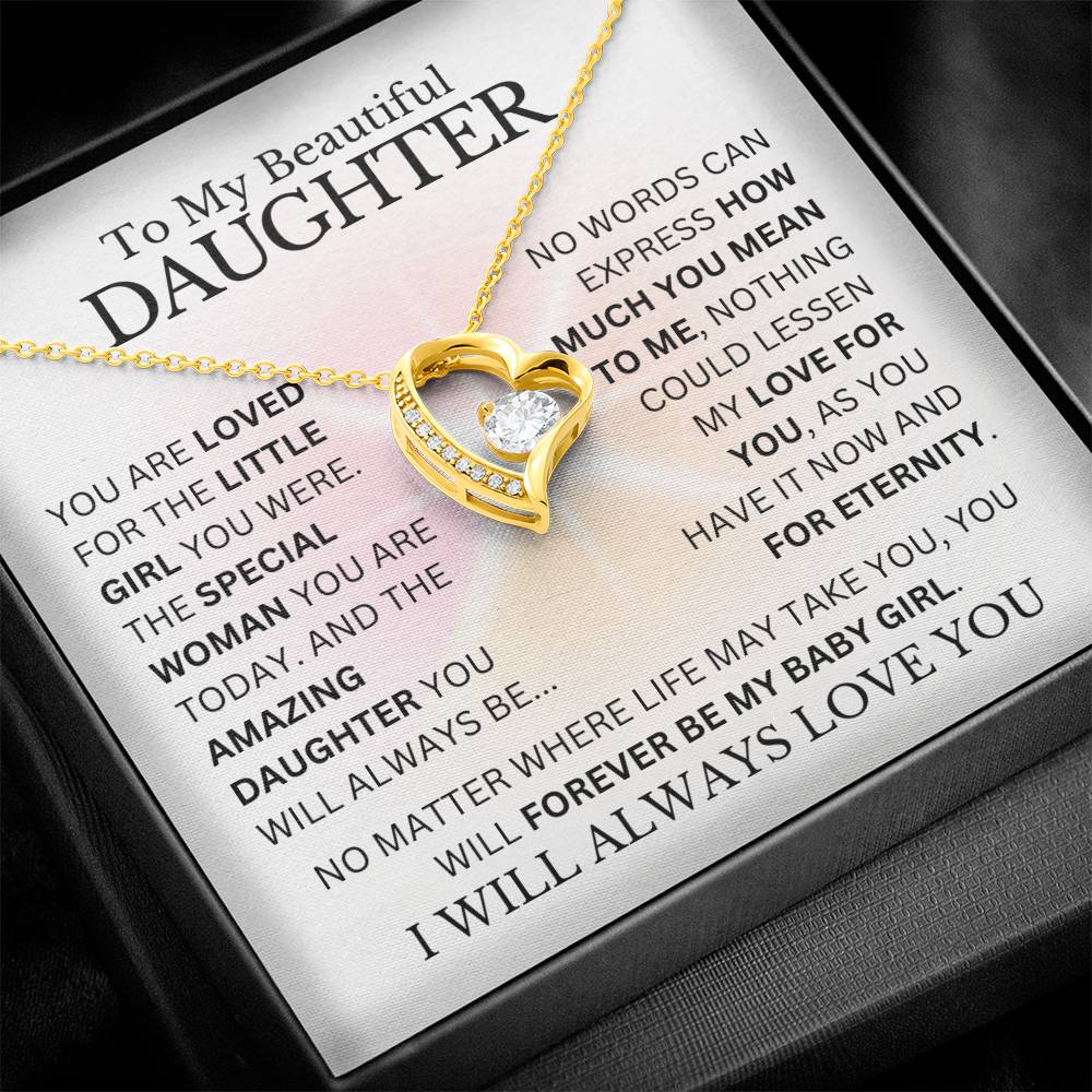 To My Daughter - Loved for Eternity - Heart Necklace