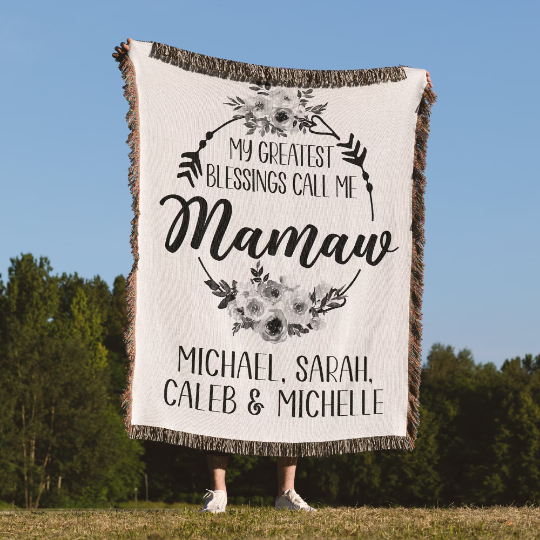 Mamaw Gift Personalized Woven Throw Blanket