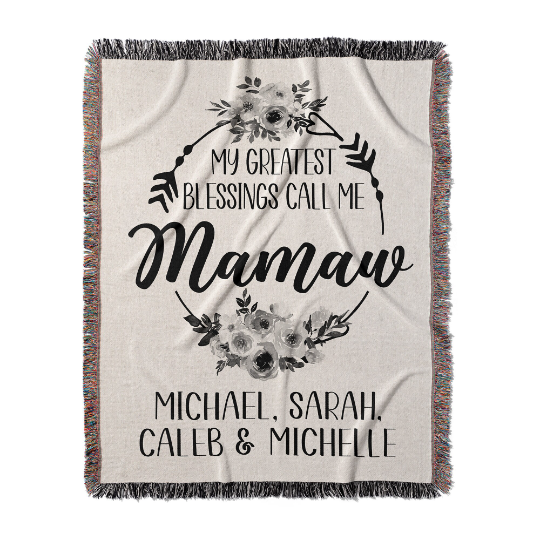 Mamaw Gift Personalized Woven Throw Blanket