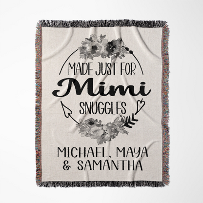 Mimi Personalized Woven Throw Blanket With Grandkid Names