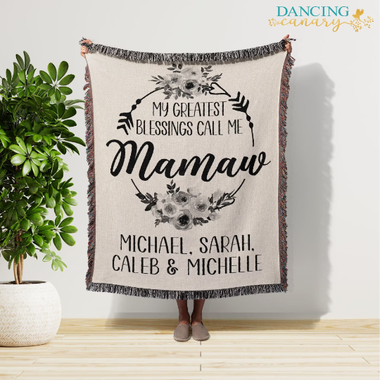 Mamaw Gift Personalized Woven Throw Blanket