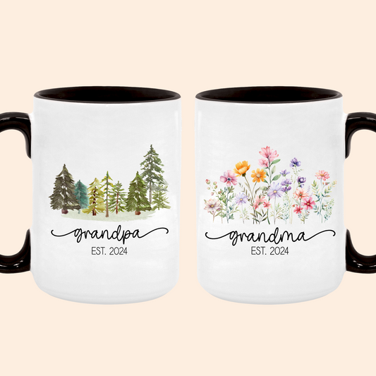 Pregnancy Announcement Grandma Grandpa Mug Est 2024