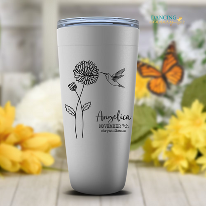 Birth Month Flower Tumbler Birthday Personalized Gift for Women Birthmonth Cup