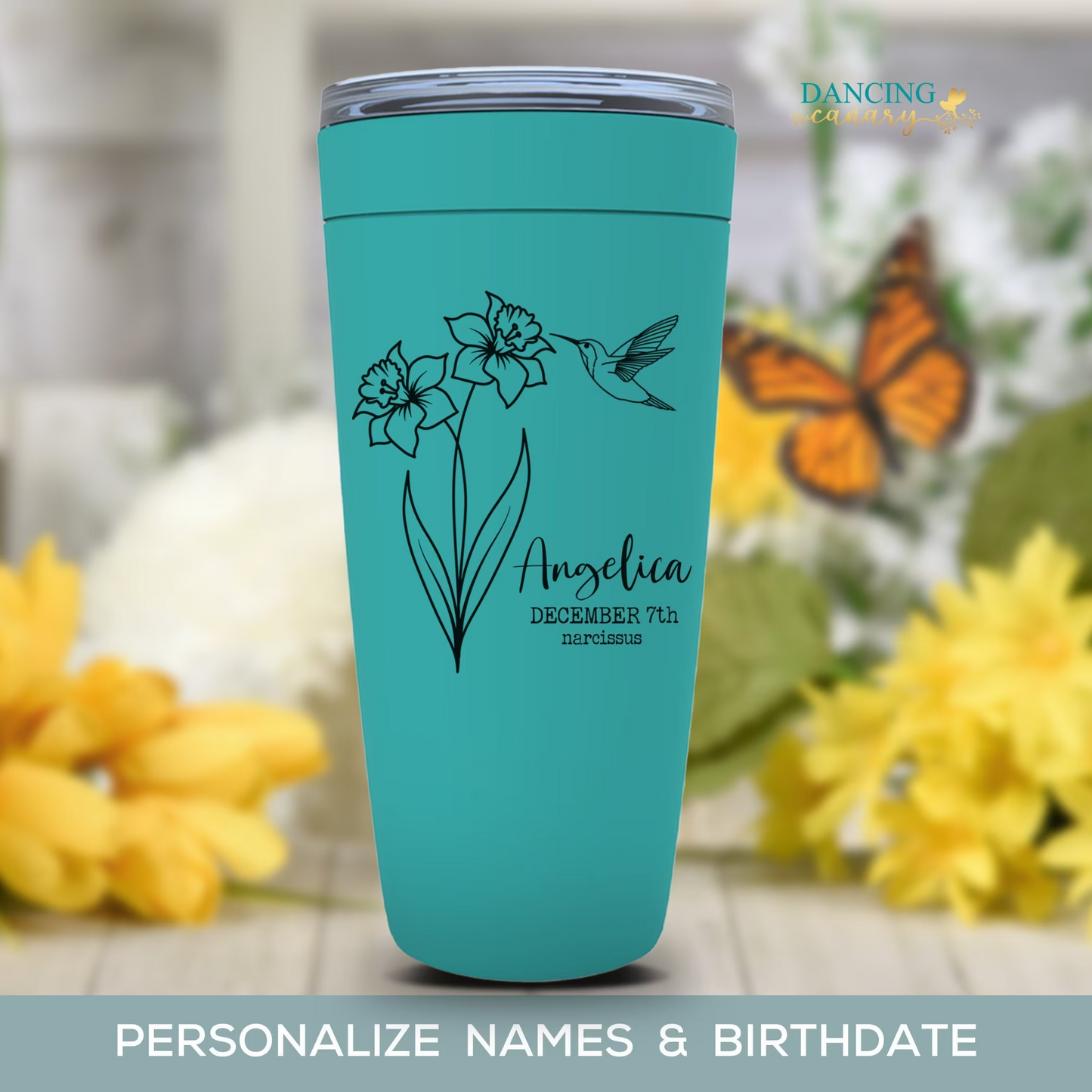 Birth Month Flower Tumbler Birthday Personalized Gift for Women Birthmonth Cup