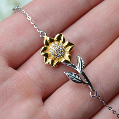 To A Beautiful Girl on Her Graduation Day Sunflower Bracelet, Congrats Grad Gift for Her