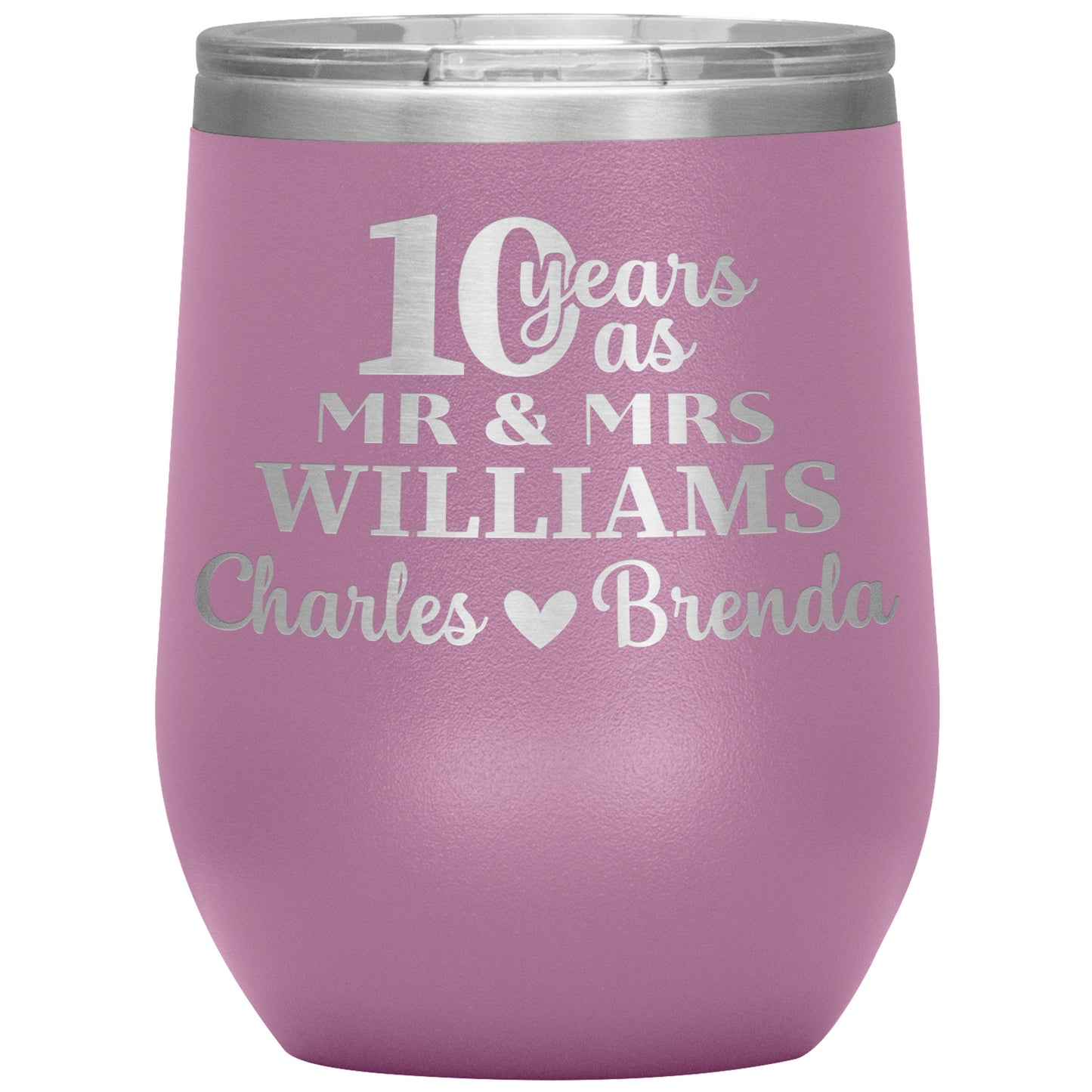 10th Anniversary, 10 Years as Mr. & Mrs. Couple Tumbler