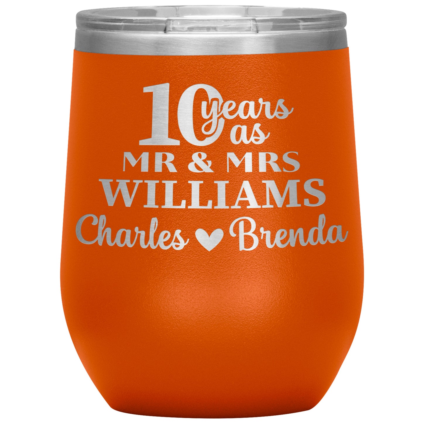 10th Anniversary, 10 Years as Mr. & Mrs. Couple Tumbler