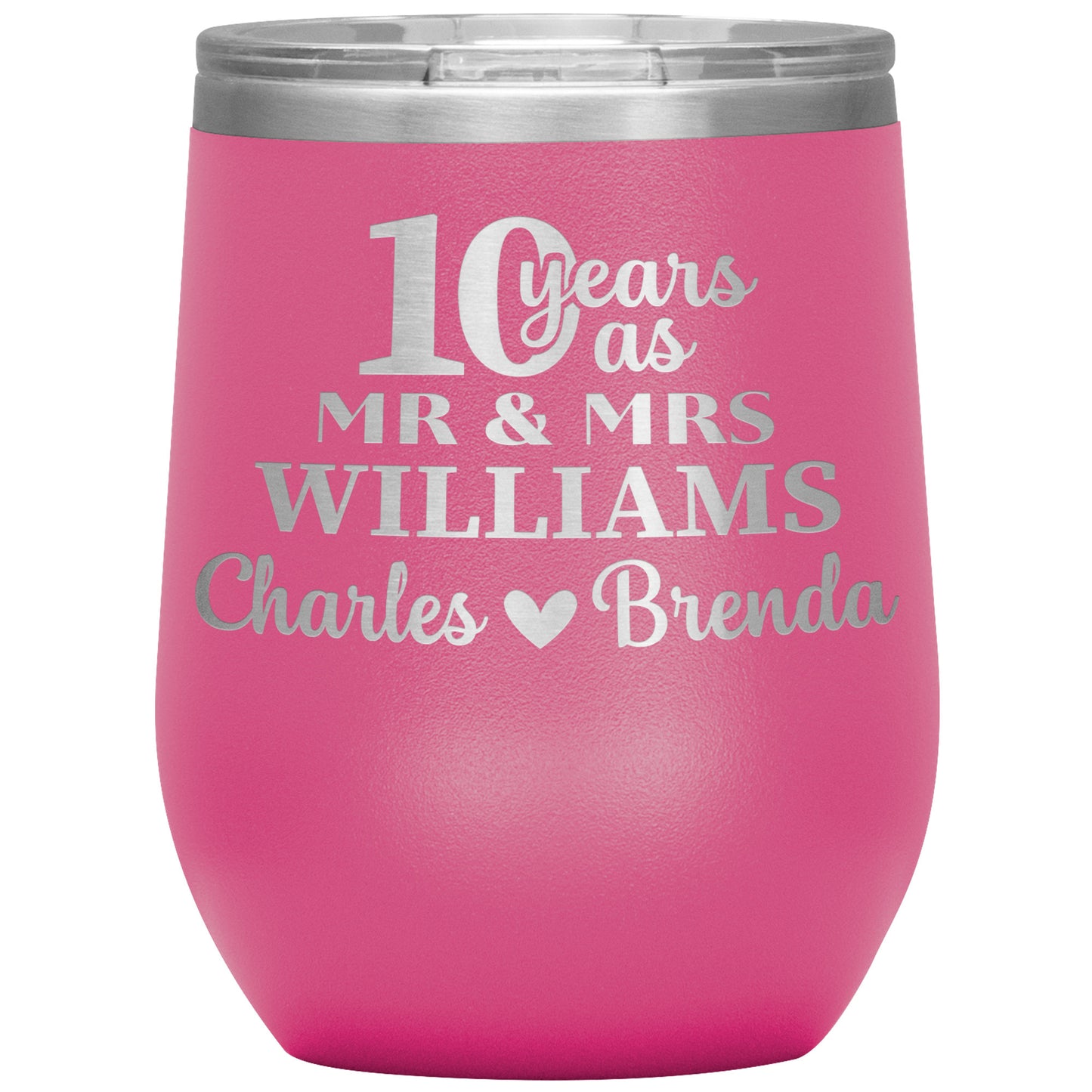 10th Anniversary, 10 Years as Mr. & Mrs. Couple Tumbler