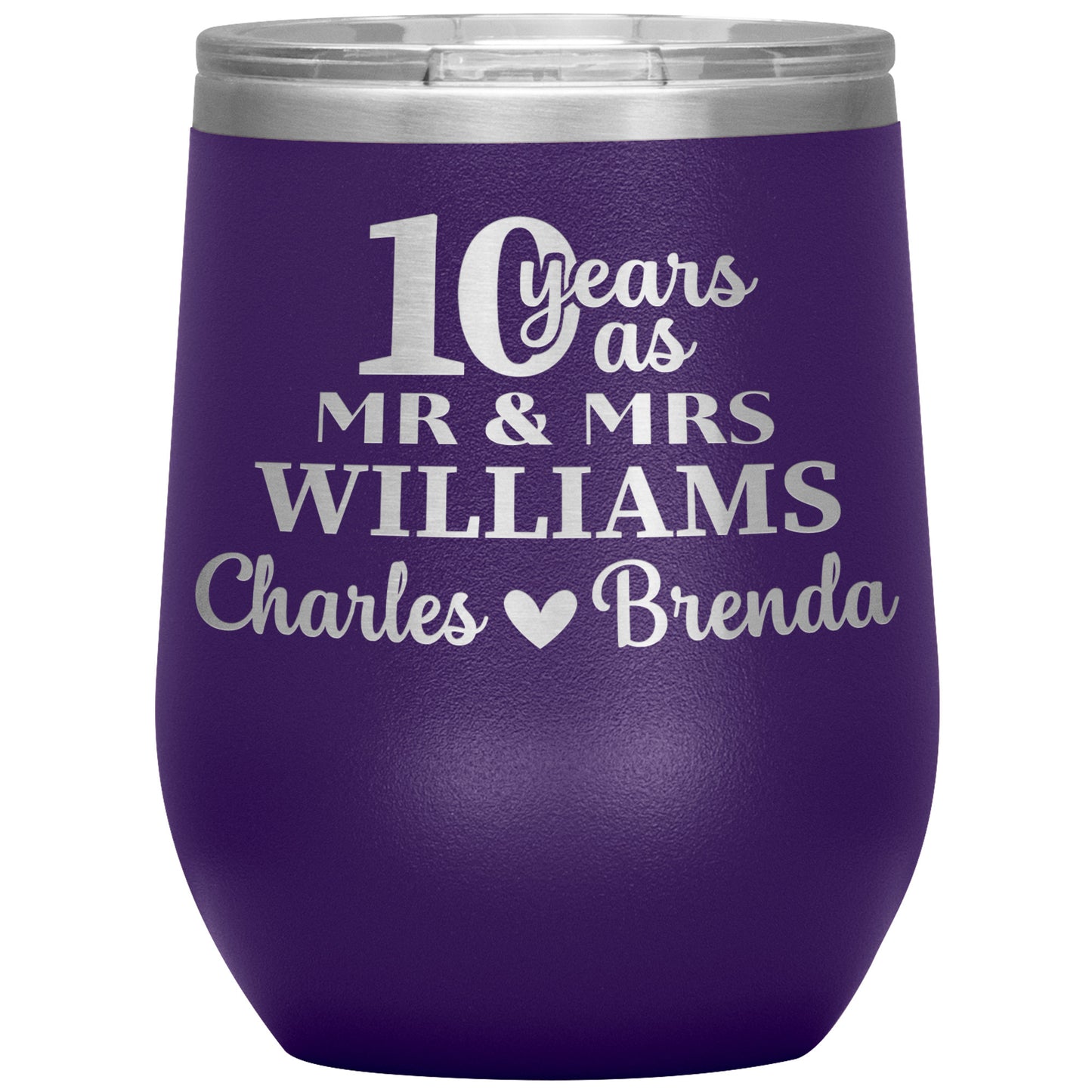 10th Anniversary, 10 Years as Mr. & Mrs. Couple Tumbler