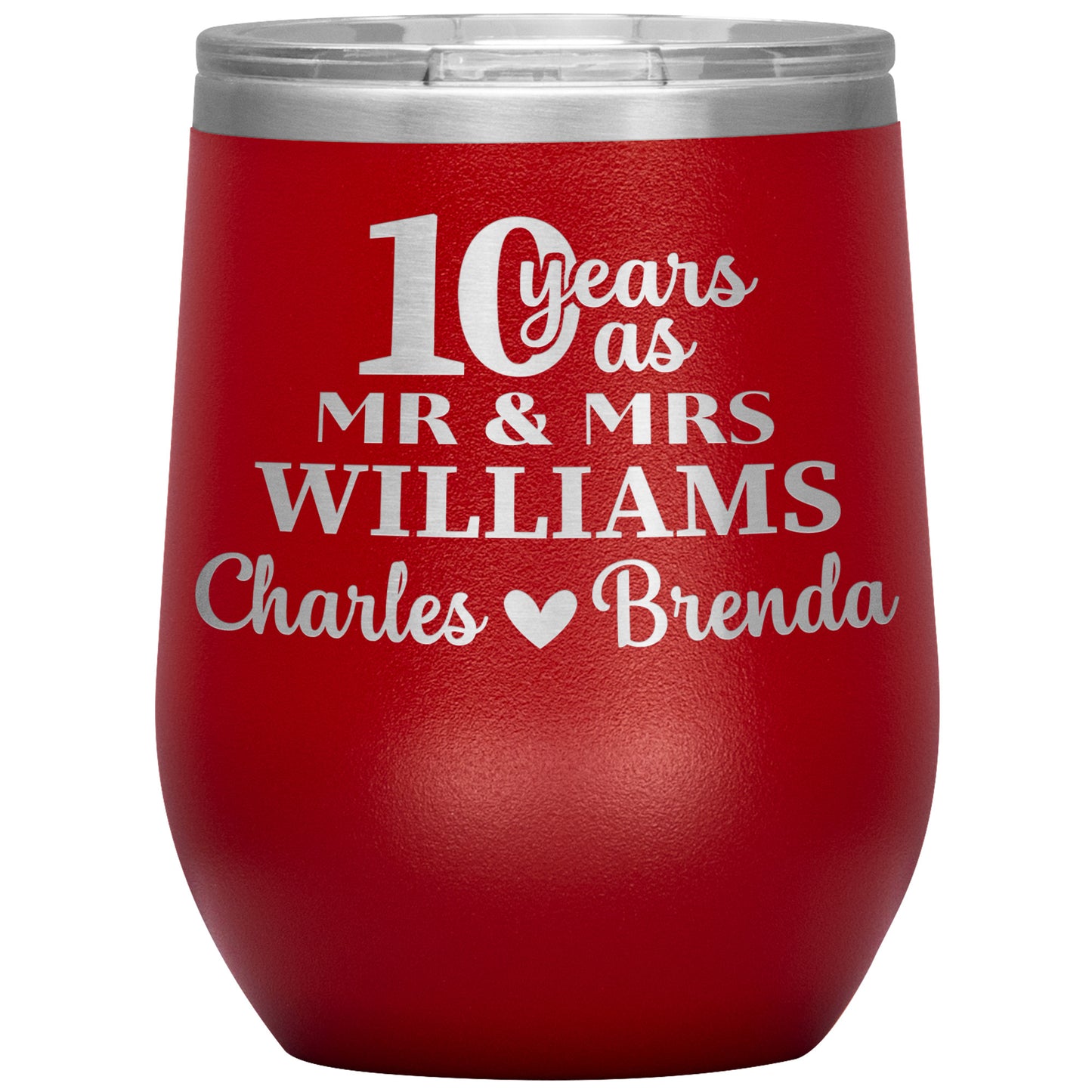 10th Anniversary, 10 Years as Mr. & Mrs. Couple Tumbler