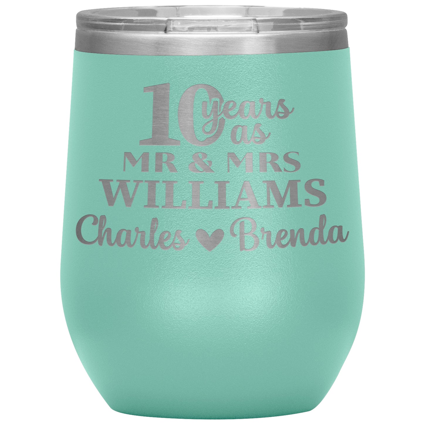 10th Anniversary, 10 Years as Mr. & Mrs. Couple Tumbler