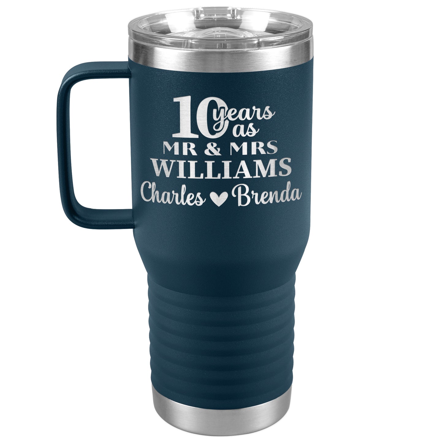 10th Anniversary, 10 Years as Mr. & Mrs. Couple Tumbler