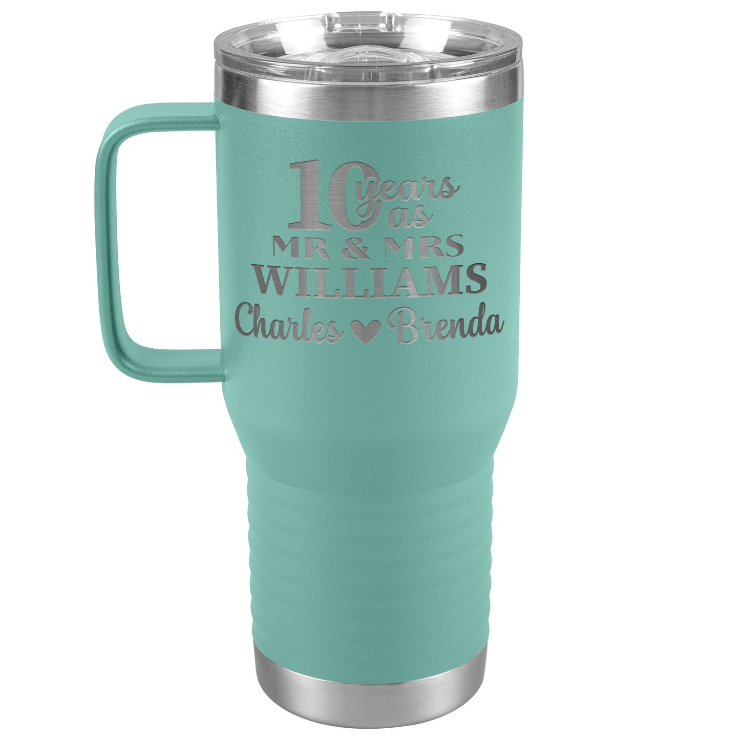 10th Anniversary, 10 Years as Mr. & Mrs. Couple Tumbler