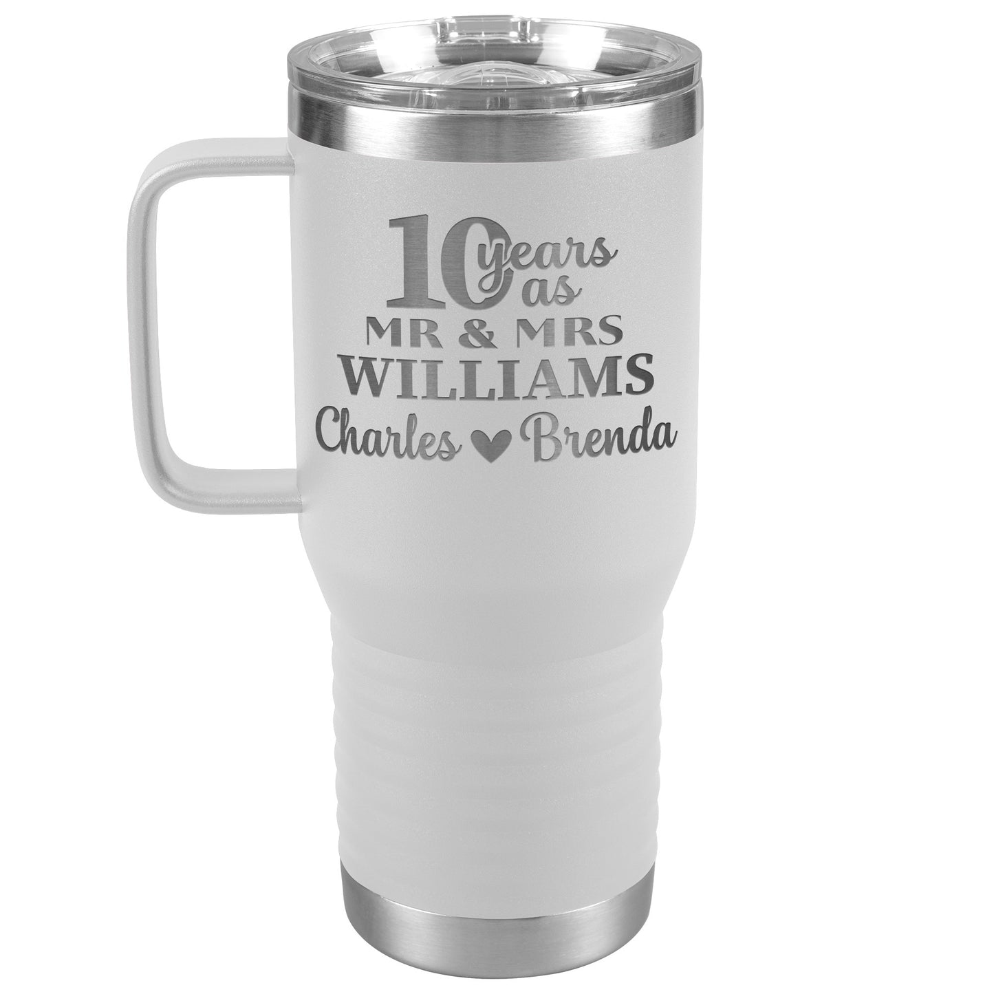 10th Anniversary, 10 Years as Mr. & Mrs. Couple Tumbler