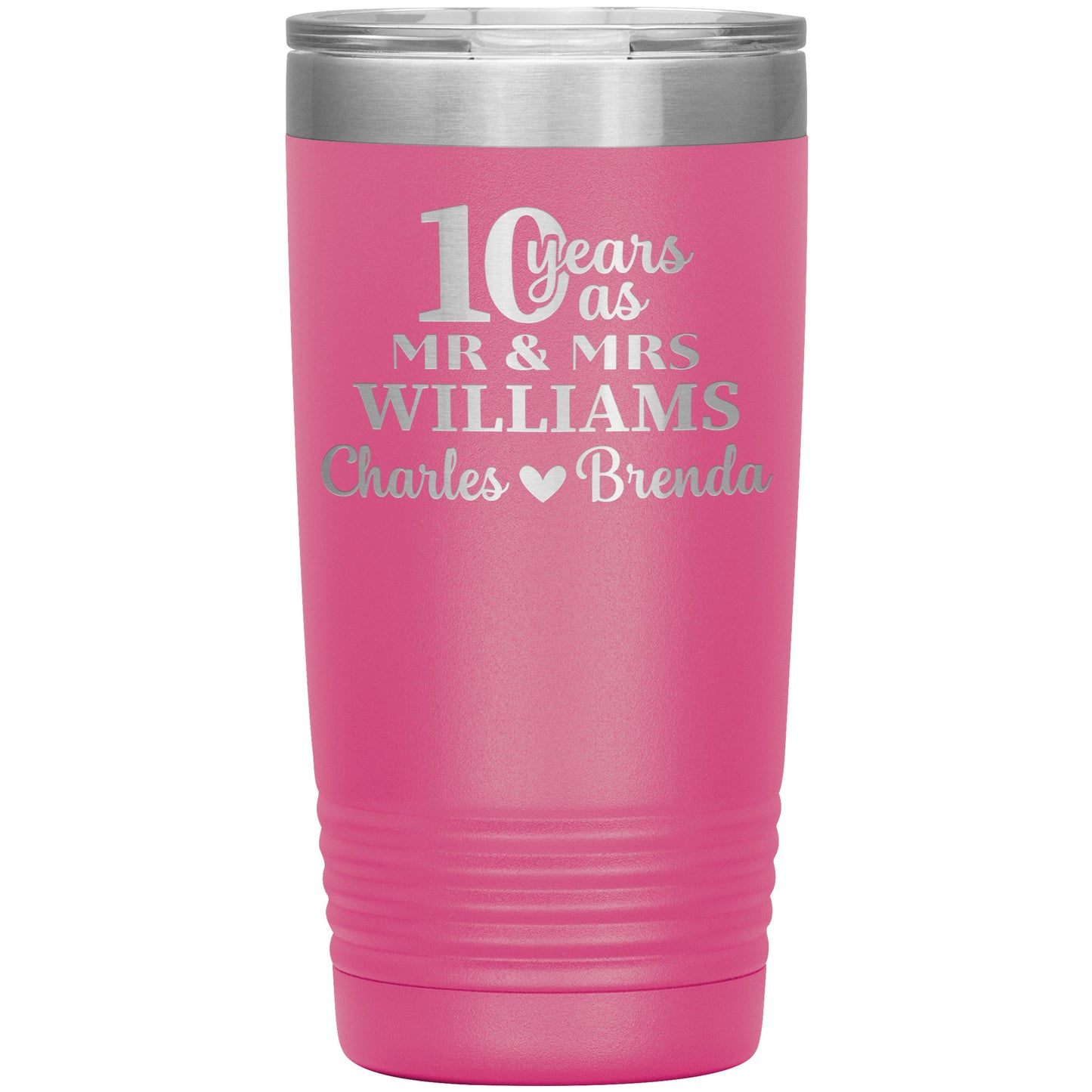 10th Anniversary, 10 Years as Mr. & Mrs. Couple Tumbler