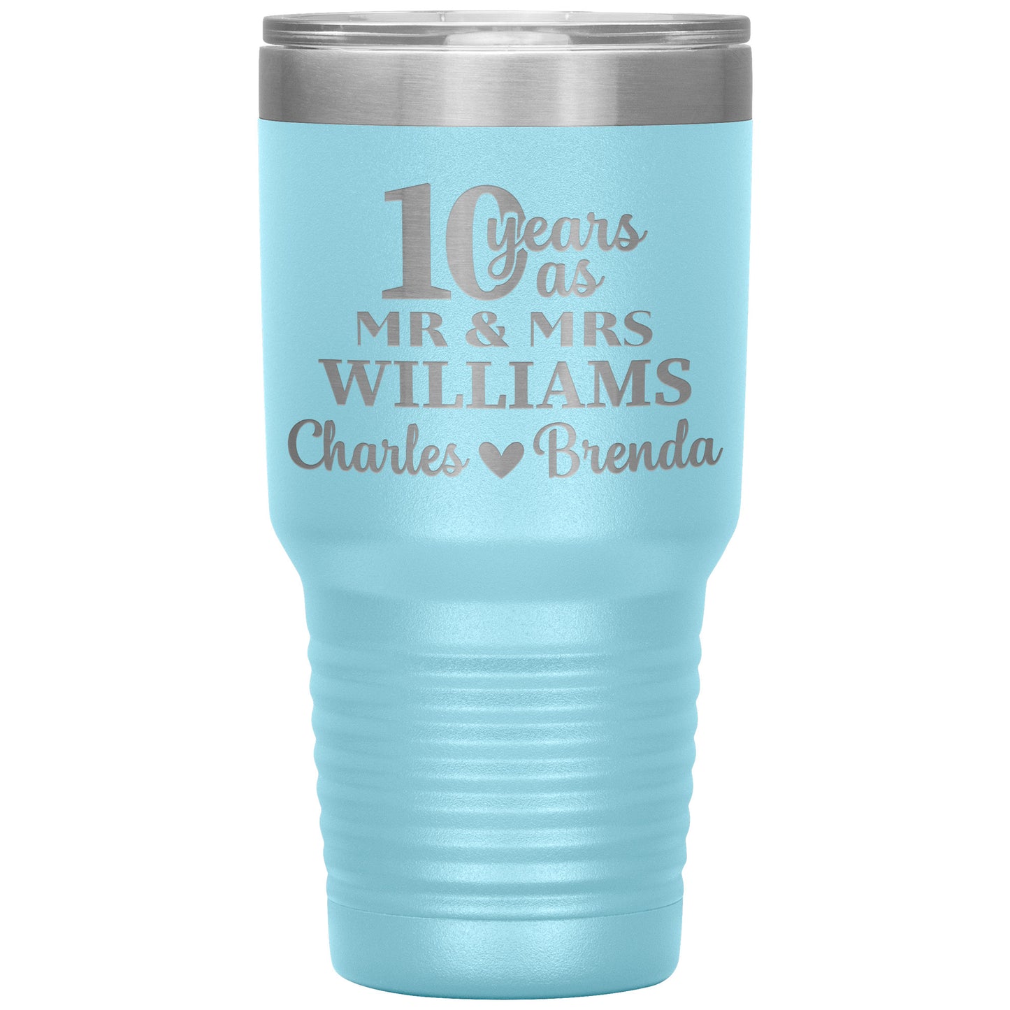 10th Anniversary, 10 Years as Mr. & Mrs. Couple Tumbler