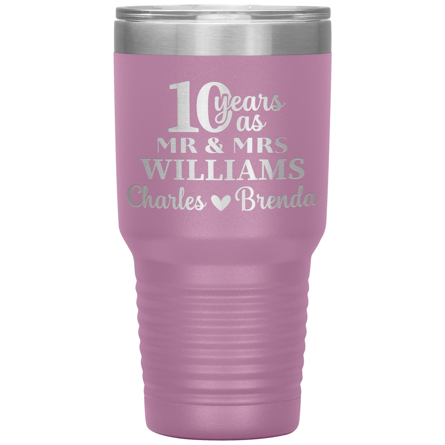 10th Anniversary, 10 Years as Mr. & Mrs. Couple Tumbler