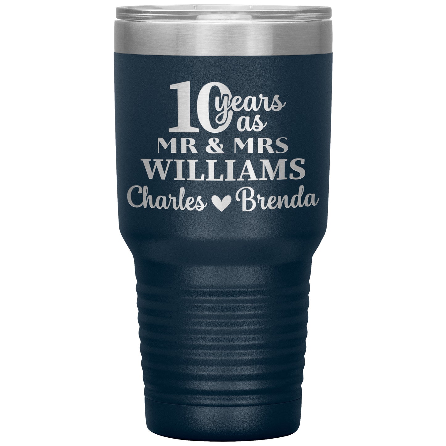 10th Anniversary, 10 Years as Mr. & Mrs. Couple Tumbler