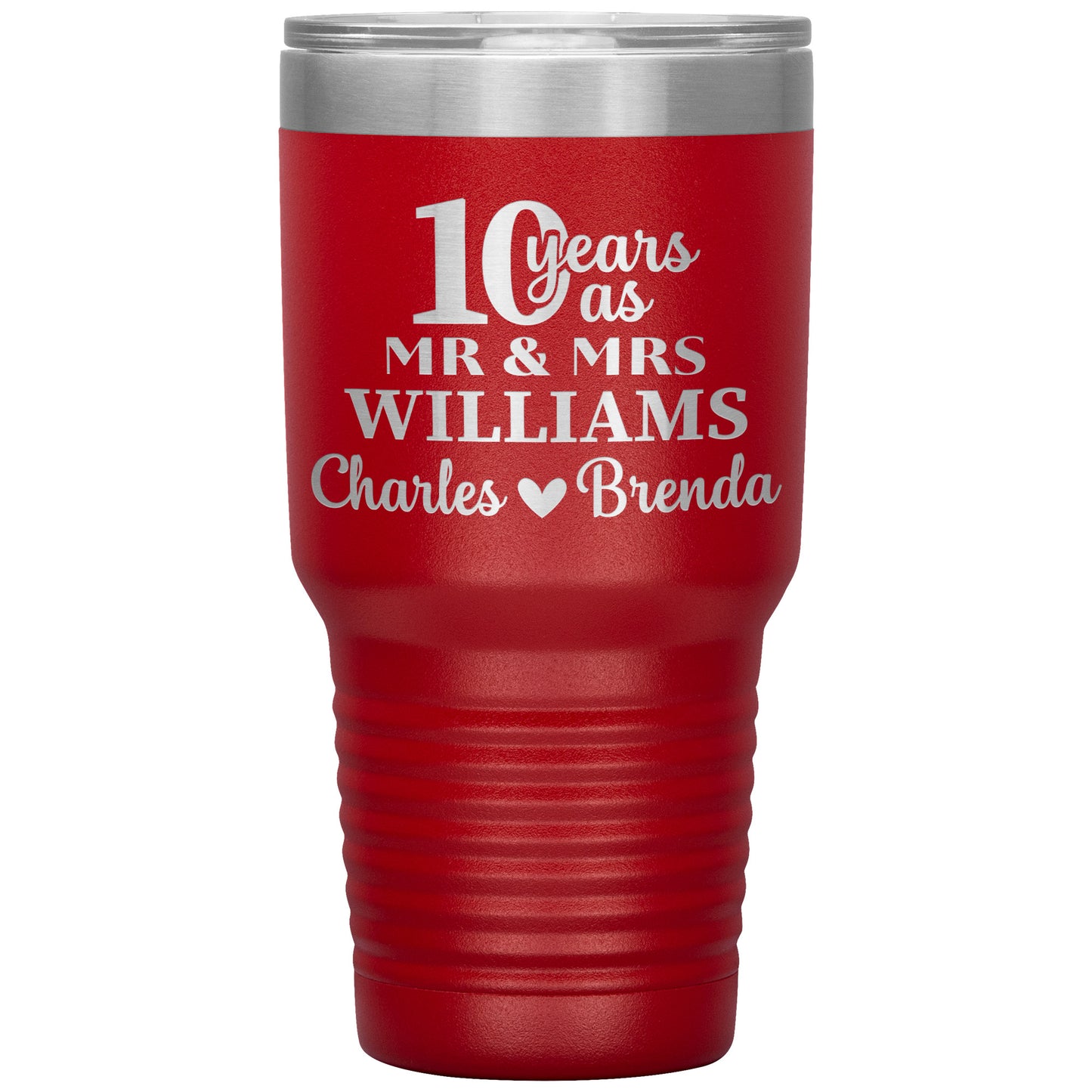 10th Anniversary, 10 Years as Mr. & Mrs. Couple Tumbler