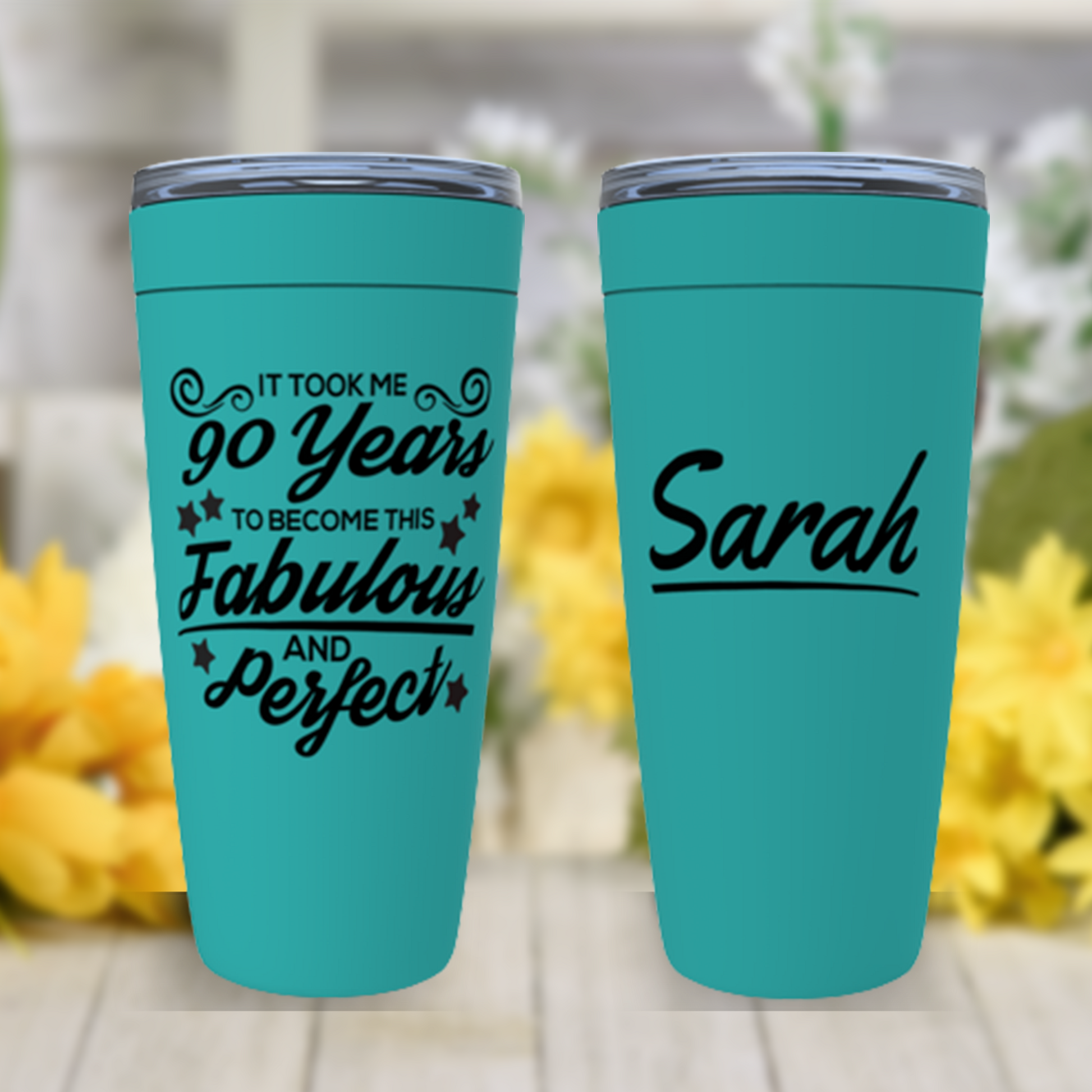 90th Birthday Gift for Women, 90 and Fabulous Birthday Tumbler Personalized, Mom, Friend, Grandma 60th Birthday Present, Born in 1932 Gift