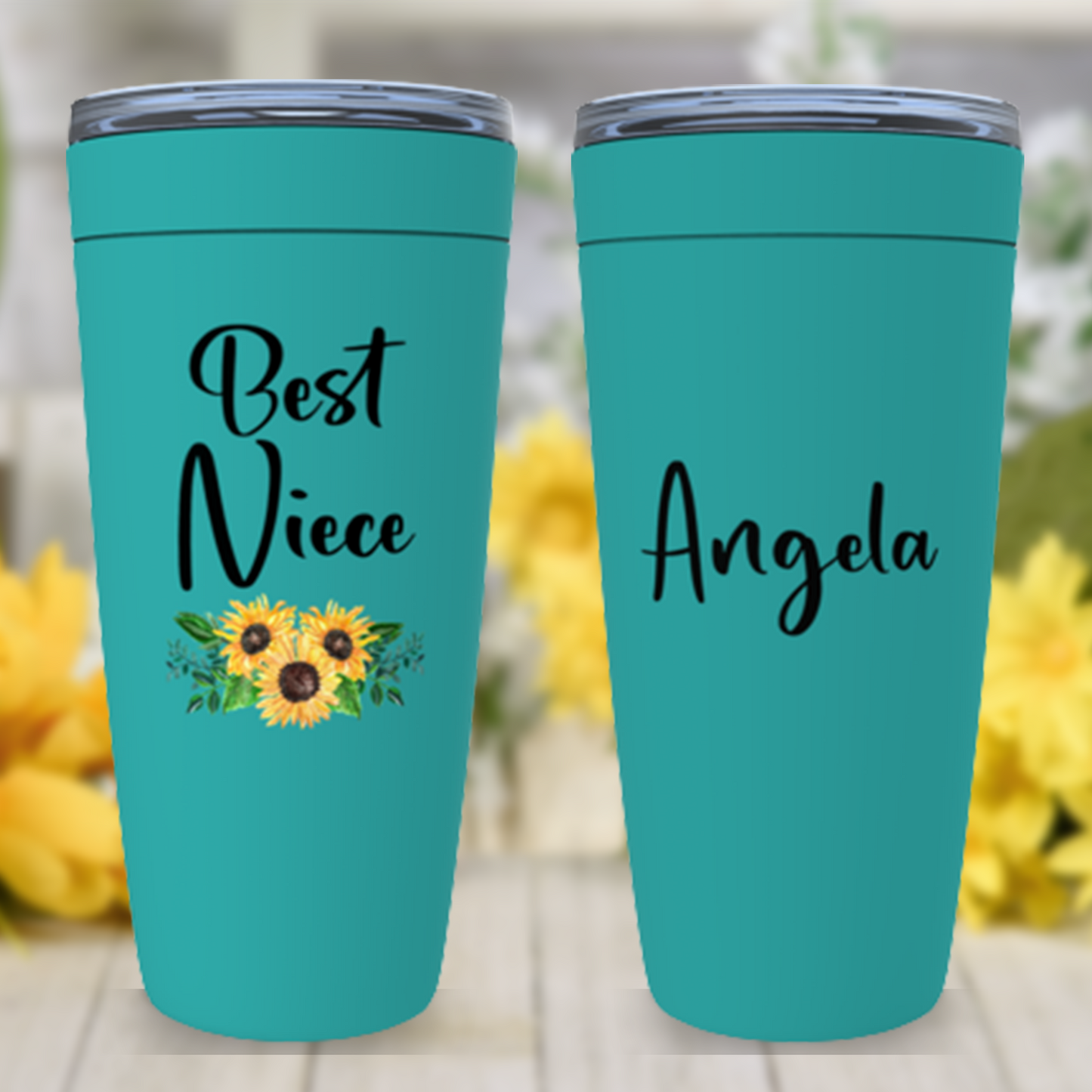 Niece Gift from Aunt, Best Niece Tumbler Personalized, Cute Sunflower Cup, Christmas or Birthday from Uncle, Custom Family Gift Ideas