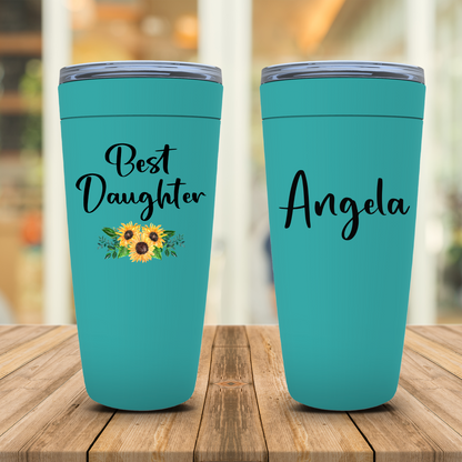 Best Daughter Tumbler, Daughter Gift from Mom or Dad, Custom Name Sunflower Cup, Christmas, Birthday Present for Her, Mother Daughter Gift