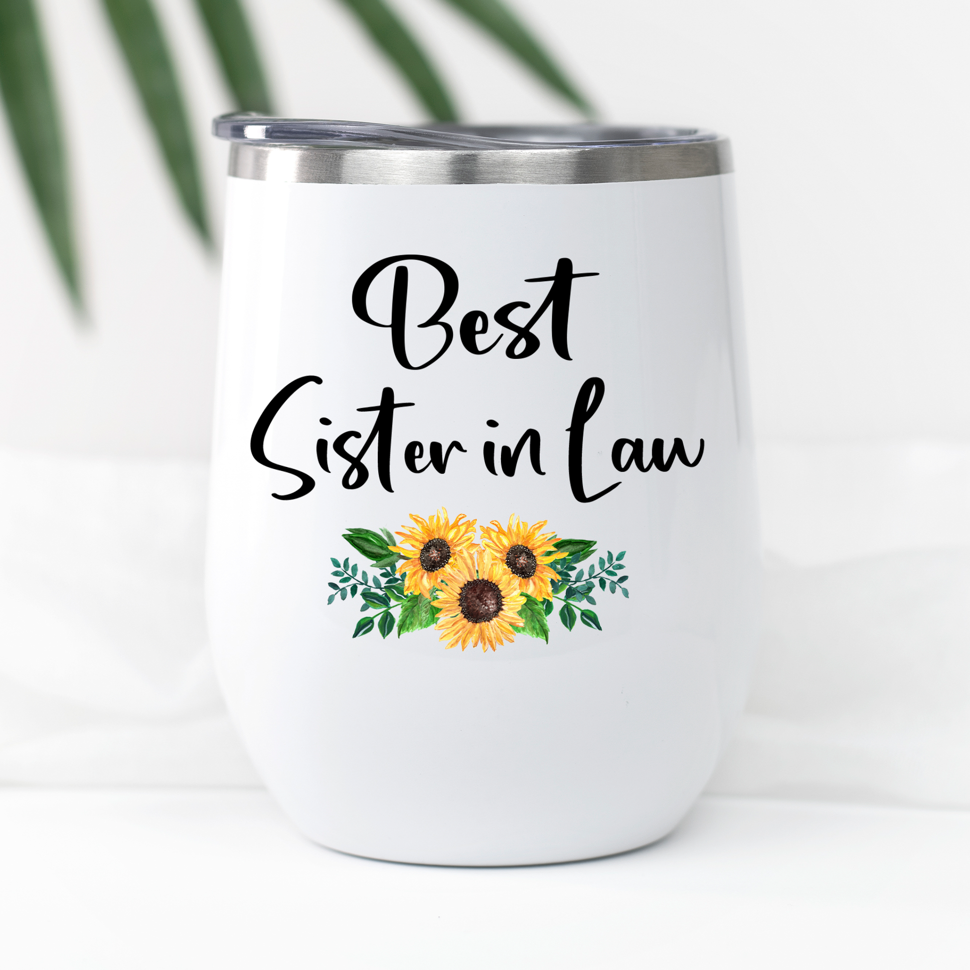 Best Sister-in-Law Wine Tumbler, Personalized Sister in Law Birthday, Christmas Gift, Sister Floral Cup, Sis in Law Wedding Gift from Bride