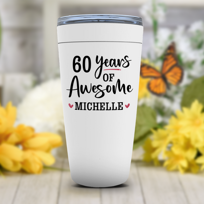 VeryMerryMakering 60th Birthday Tumbler for Women - Blue