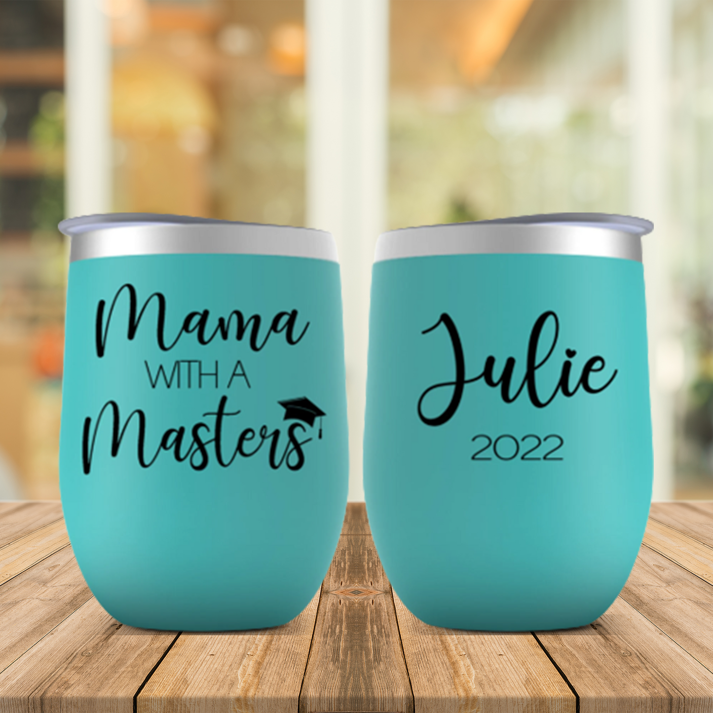 Mama With A Masters Personalized Wine Tumbler, Master's Degree Graduation Gift for Friend Mom, Best Friend, Daughter, Wife or Sister