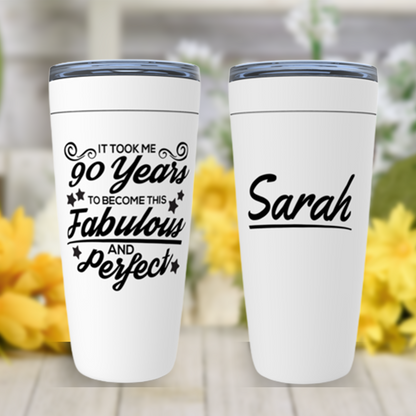 90th Birthday Gift for Women, 90 and Fabulous Birthday Tumbler Personalized, Mom, Friend, Grandma 60th Birthday Present, Born in 1932 Gift