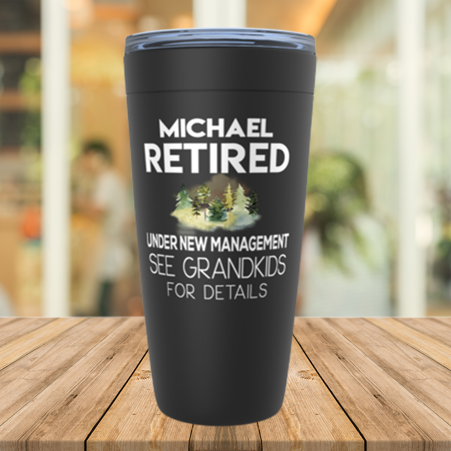 Retired Under New Management See Grandkids for Details Tumbler, Personalized Retirement Gift for Men, Dad, Husband, Boss Uncle Retiree Cup
