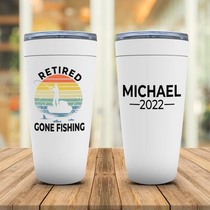 Retirement Gift for Men Fishing, Retired 2022 Cup Personalized, Dad, Grandpa, Husband, Uncle Retirement Party Present, Funny Fisherman Cup