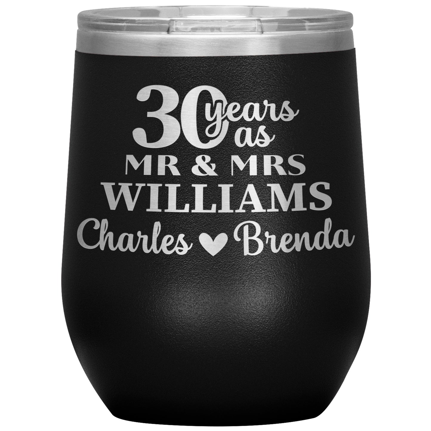 30th Anniversary Gift, 30 Years as Mr. & Mrs. Couple Tumbler