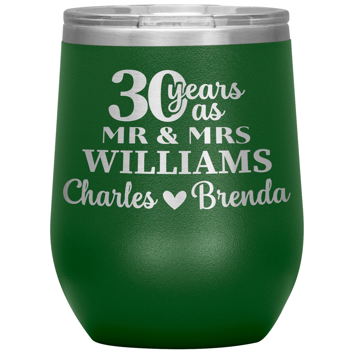 30th Anniversary Gift, 30 Years as Mr. & Mrs. Couple Tumbler