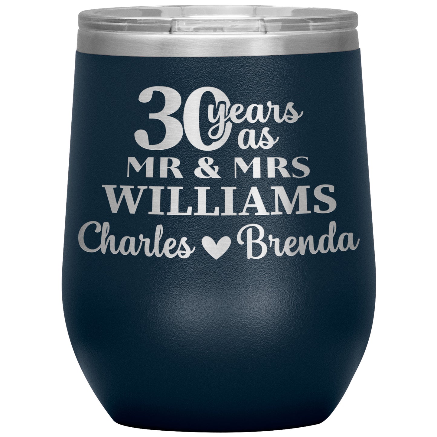 30th Anniversary Gift, 30 Years as Mr. & Mrs. Couple Tumbler