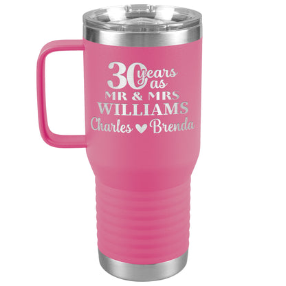 30th Anniversary Gift, 30 Years as Mr. & Mrs. Couple Tumbler