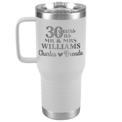 30th Anniversary Gift, 30 Years as Mr. & Mrs. Couple Tumbler